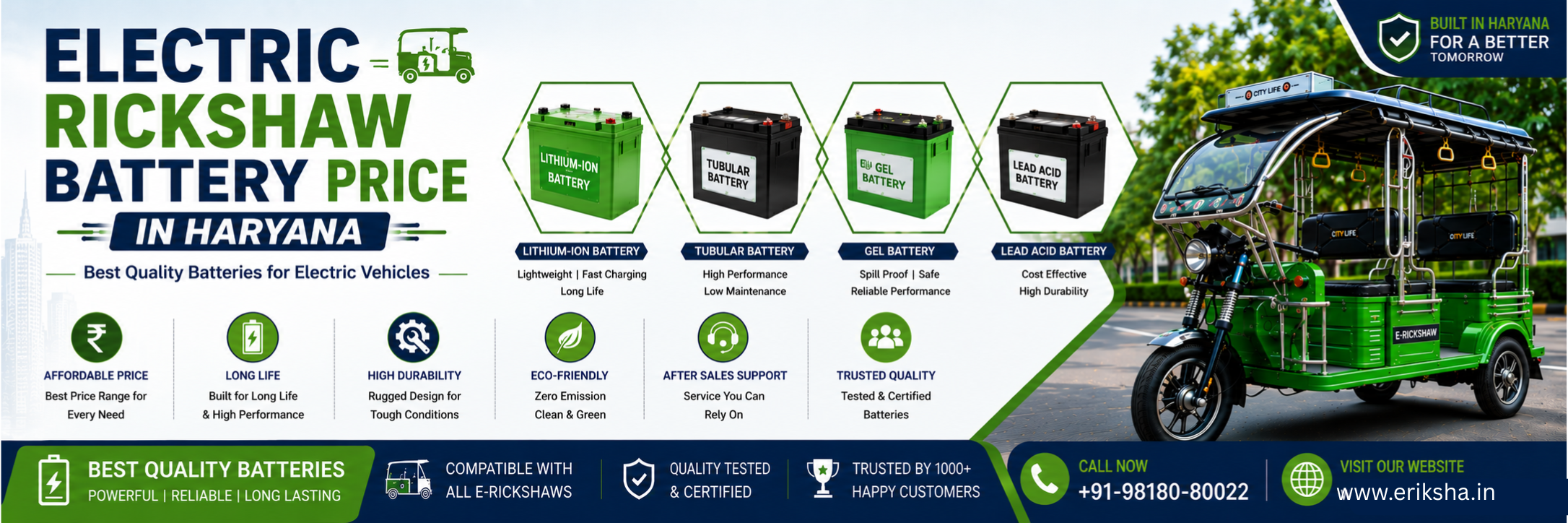 Electric Rickshaw Battery Price in Haryana